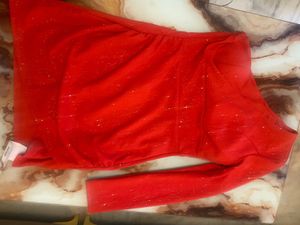 Red Sequin One-Shoulder Party Dress/1 freebie