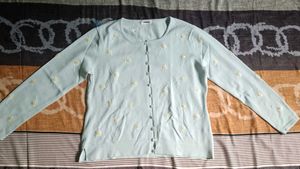 Light Blue Embroidered Cardigan
