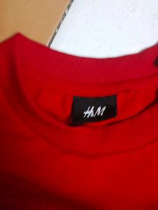 Red Burberry Long Sleeve waffle boxy Tee