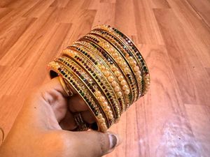 Set of Bangles with Pearls & Stones price -