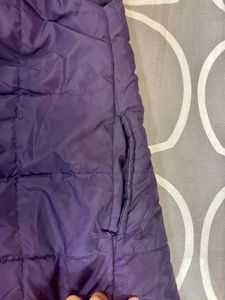 Purple Puffer Vest with Faux Fur