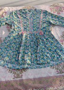 Beautiful Teal Floral Print Kurta