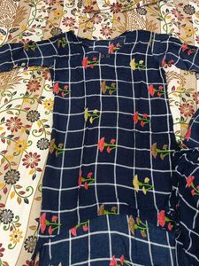 Blue Kurta Set with Floral Print