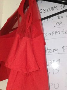 Red Off-Shoulder Top with Choker Detail