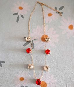 Charming Red and White Gem Necklace
