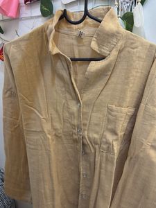 XL Beige Linen Shirt & Shorts Set