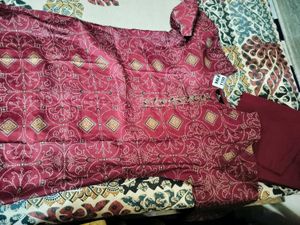 Maroon Printed Kurta Set