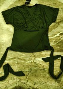 Stylish Green Wrap Top