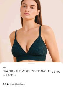 Etam Lace Trimmed Teal Bra