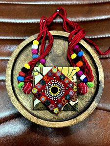 Boho Embroidered Necklace with Beads