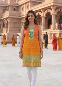 Vibrant Orange Ethnic Kurta