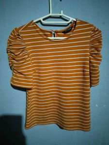Striped Puff Sleeve Top