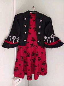 Brand New Red Floral Skater Dress With Jacket
