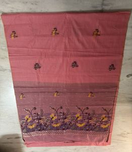 Beautiful Pink Saree with Floral Border