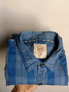 Men's Blue Plaid Casual Shirt