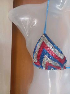 Sparkling Sequin Halter Bikini Top
