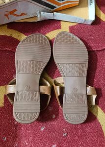 Brown Beaded Flat Sandals