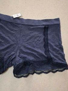 S Navy Blue Lace Trim Sleep Shorts