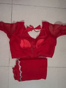 Stunning Red Embroidered Blouse with saree
