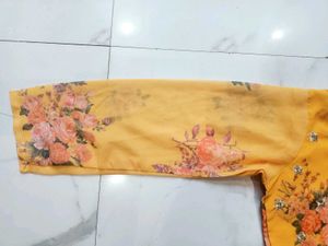 Yellow Floral Embroidered Gown