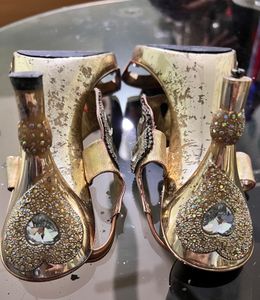 Gold Jeweled Wedding Heels Size 6