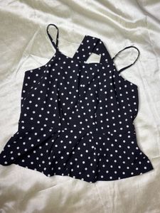 Black Polka Dot Peplum Top