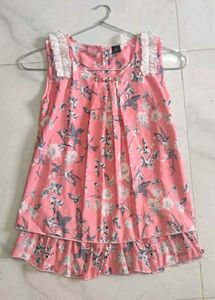 Floral Sleeveless Top with Ruffle Trim