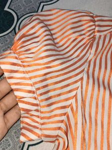 Striped Button-Up Top with Belt