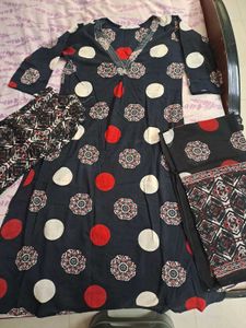Cotton Ajrakh Print A-line Suit