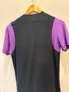 Goth Vest Over Purple Tee