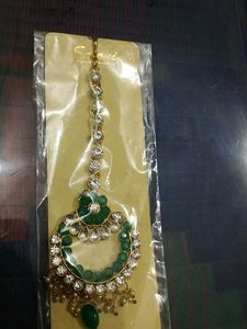 Green Maang Tikka with Crystals