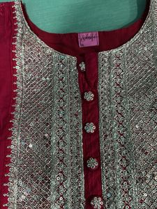 Beautiful Pink Kurta with Intricate Embellishments