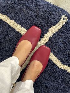 Clarks Red Leather Ballet Flats