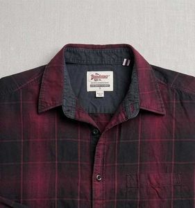 Men's Maroon Plaid Long Sleeve Shirt