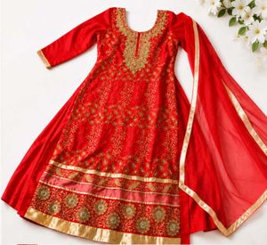 Red Ethnic Suit Set with Palazzo