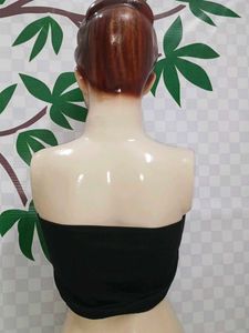 (300)Black &amp; Gold Polka Dot Tube Top