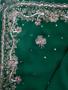 Emerald Green Sequined Saree