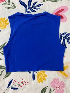 Vibrant Blue Sleeveless Crop Top