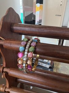 Vintage Multi-Gem Bangle Bracelet Set