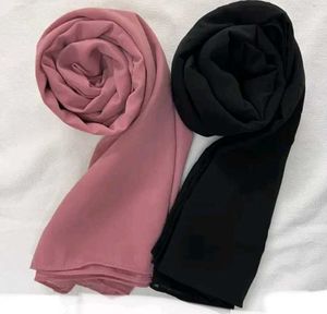 Premium Georgette 2 Piece Hijab Combo - 🖤 🩷