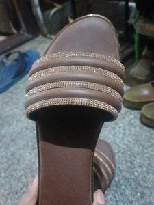 Sparkling Brown Flat Sandals