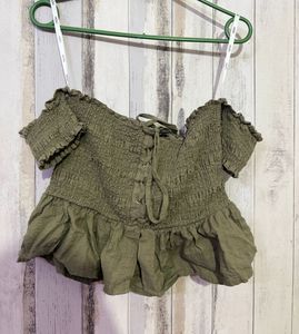 Off-Shoulder westside noun Smocked Peplum Top