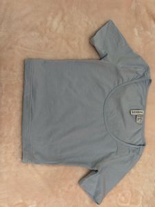 H&amp;M Cropped Scoop-Neck T-Shirt - Light Blue
