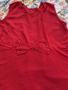 Chic Red Top with Bow Accent