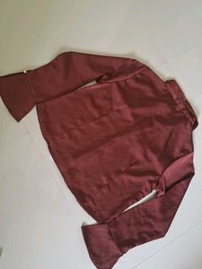 Elegant Satin Blouse - Mustard &amp; Burgundy