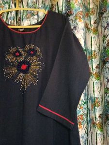 Elegant Navy Blue Embellished Kurta