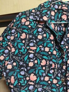 Floral Print Cropped Button-Up Shirt