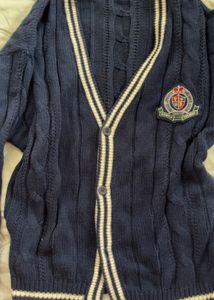 Navy Blue Cable Knit Cardigan