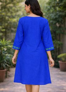 💙Blue Shuttle Flower Embroidered Kurta