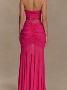 Elegant Strapless Ruched Maxi Dress